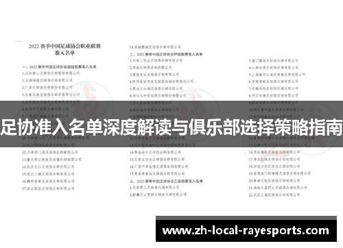 足协准入名单深度解读与俱乐部选择策略指南